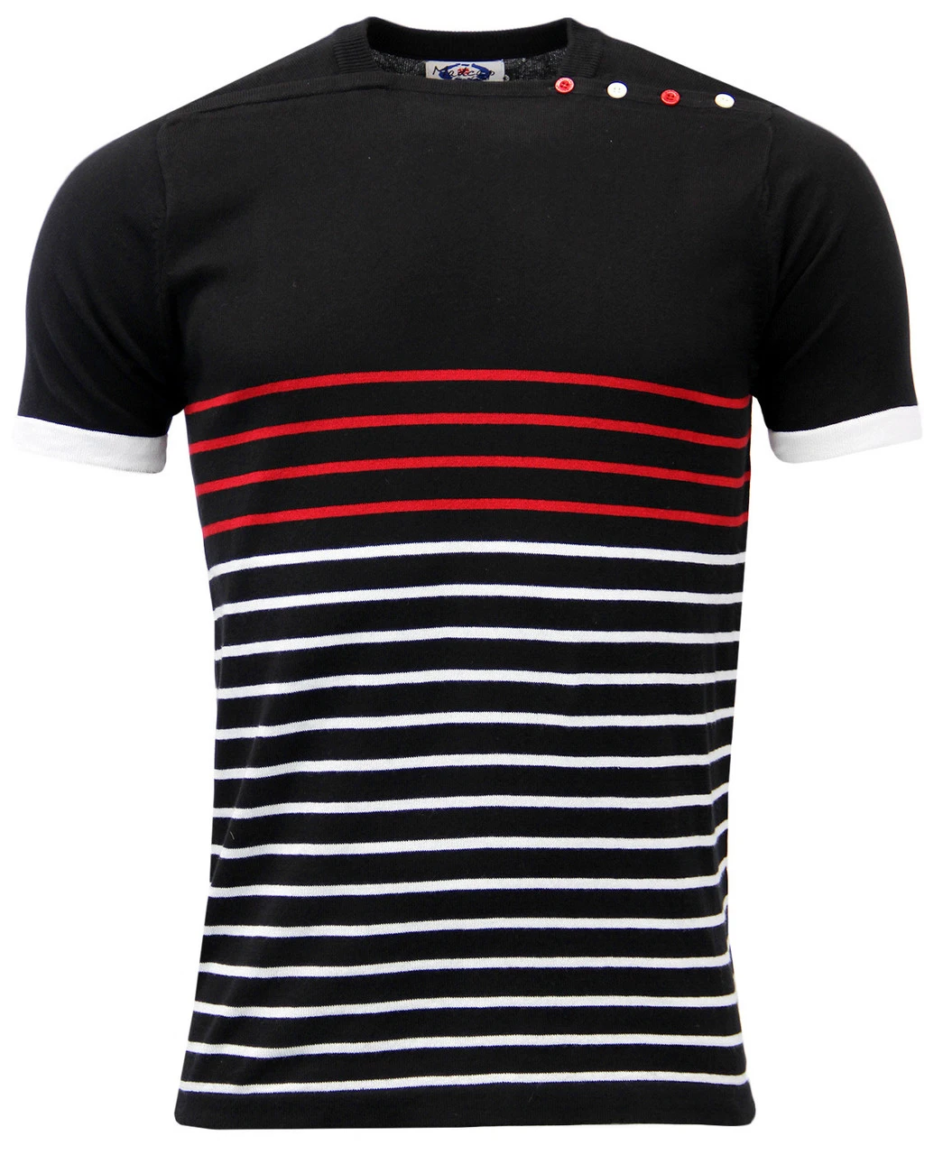 Memphis Retro 60s Mod Atom Neck Breton Jumper (B)