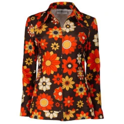 Juliet MADCAP Retro 70s Dagger Collar Zip Shirt G