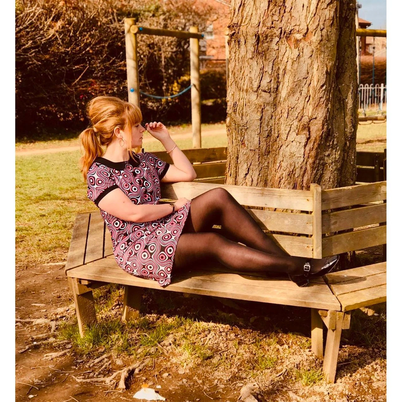 Dollierocker Op Art Mod Dress -Pink - Image 2