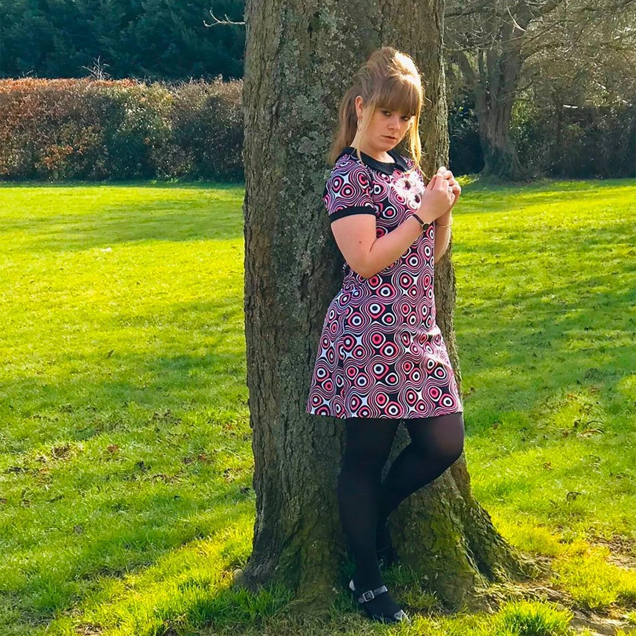 Dollierocker Op Art Mod Dress -Pink - Image 4