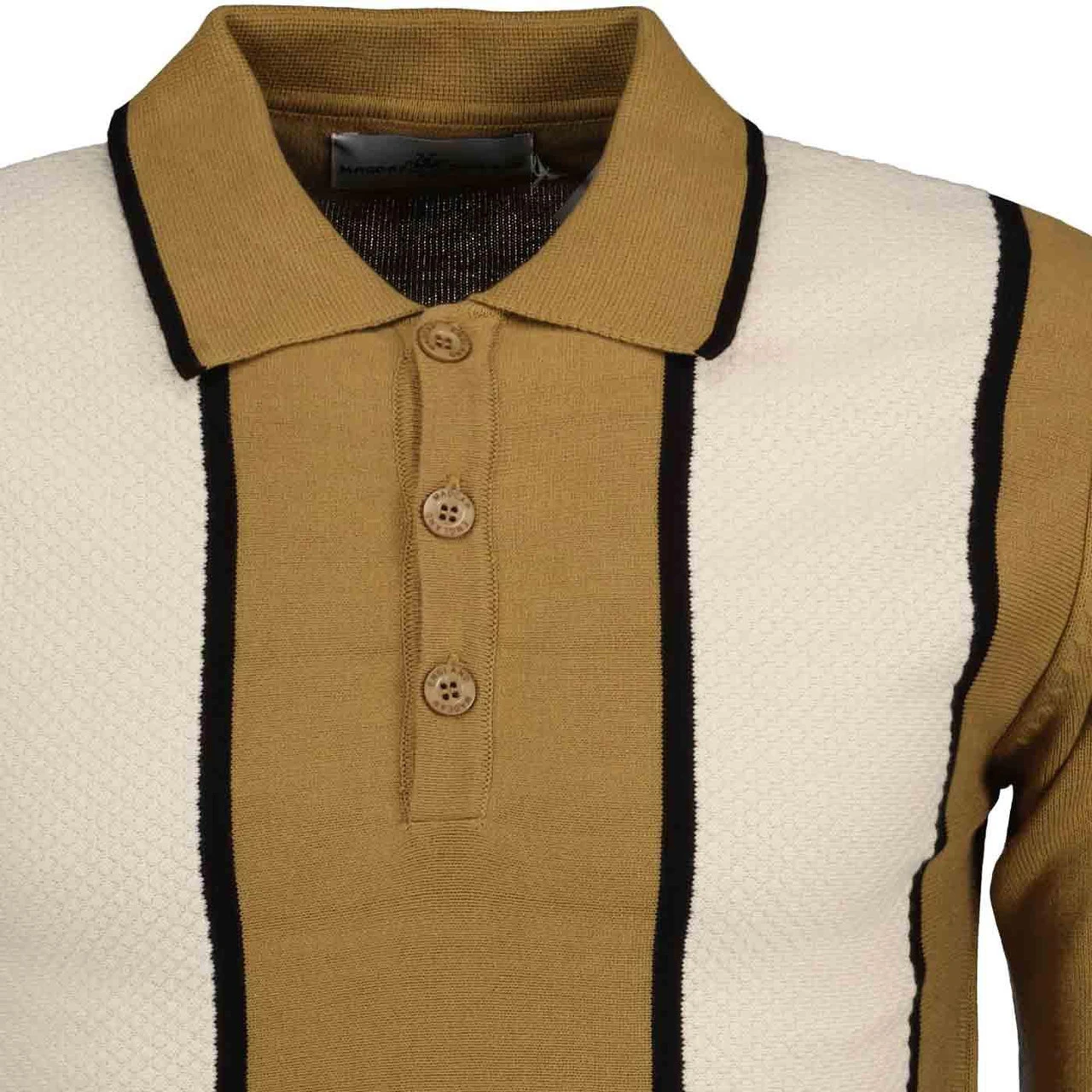 Junot Mod Waffle Stripe Knit Polo N - Image 3