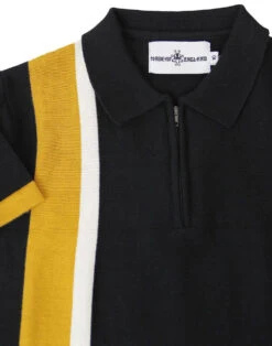 Gloria 60s Mod Zip Neck Stripe Polo