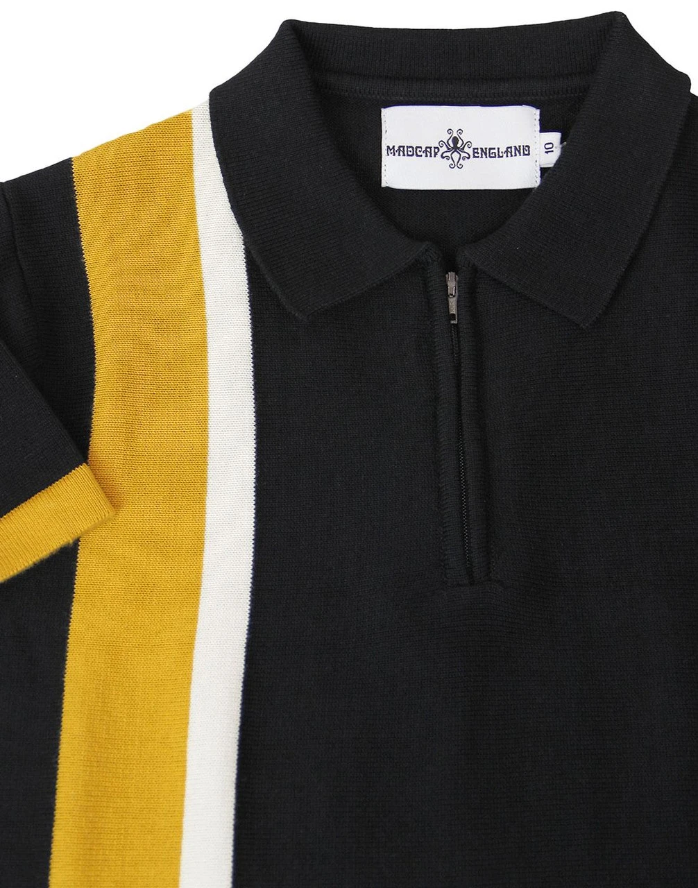 Gloria 60s Mod Zip Neck Stripe Polo