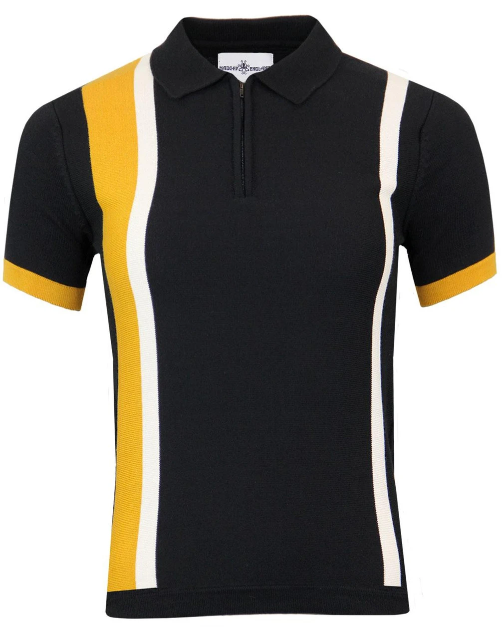 Gloria 60s Mod Zip Neck Stripe Polo - Image 3