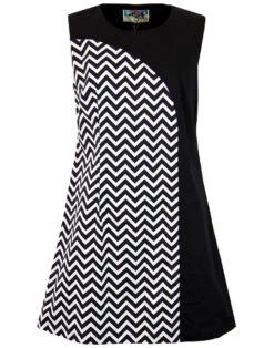 Luna 1960s Mod Zig Zag Panel Dress