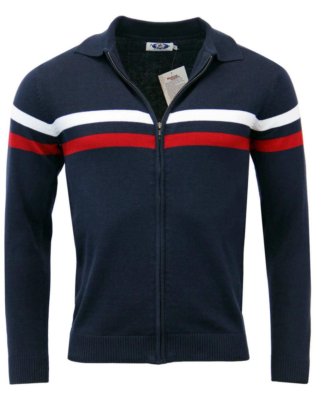 Mavers MADCAP Retro Mod Zip Through Knit Track Top - Image 3