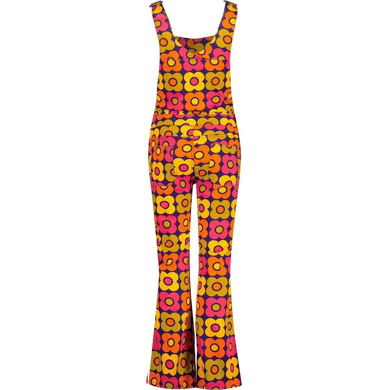 Celandine MADCAP 70s Flower Dungaree Flares (Navy) - Image 2